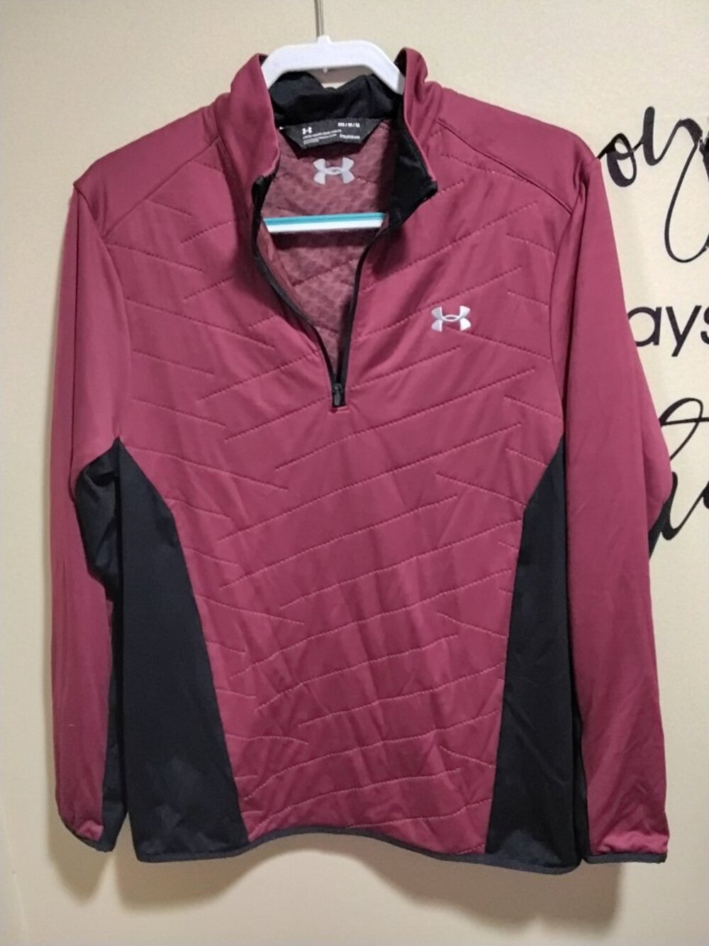 Under Armour Men's ColdGear Reactor Hybrid 1/4 Zip Pullover - Maroon/Black - M